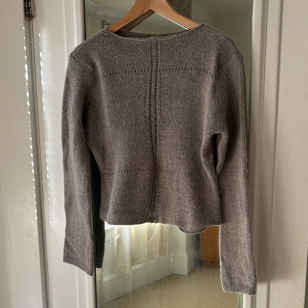 Via Verdi 11 Made in Italy Gray Boatneck Wool Sweater Knit Details